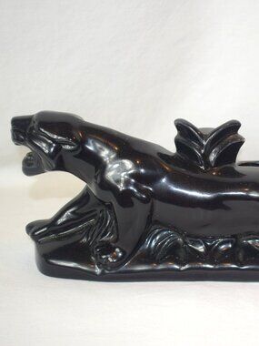 Vintage Ceramic Black Panther TV Lamp